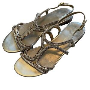 Stuart Weitzman Metallic Gold Sandals Size 9